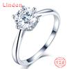 Lindon Women Classic 925 Sterling Silver Moissanite Ring Ladies Jewelry Wedding Promise Party Gift