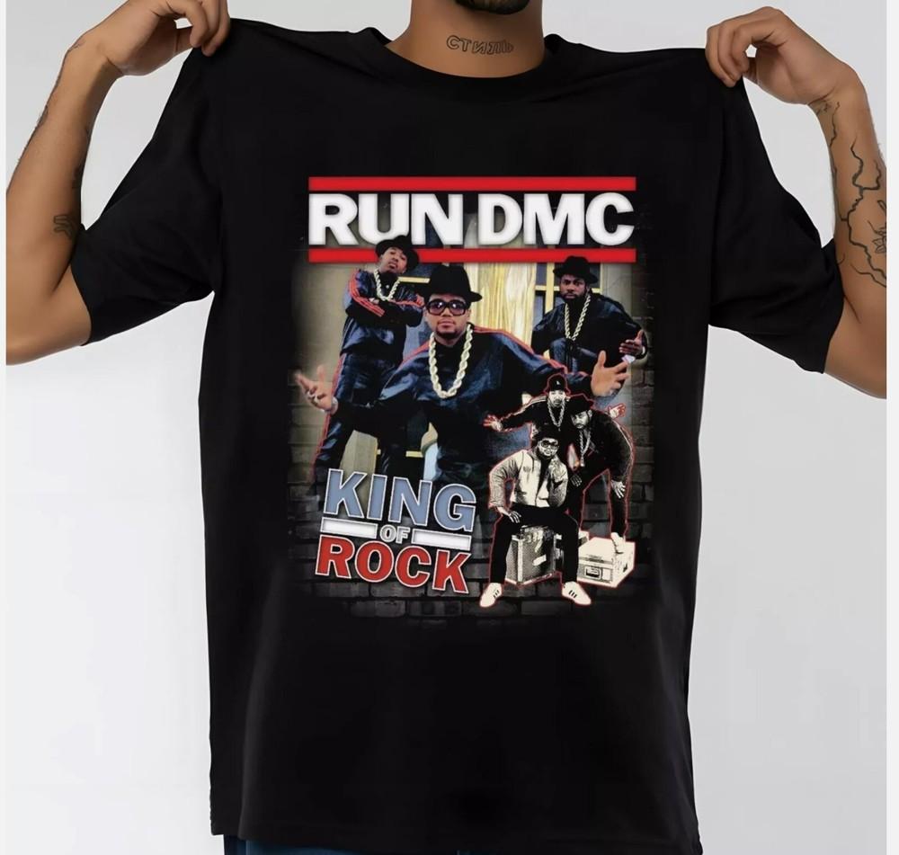 Новая футболка Run DMC King of Rock Альбом Хлопок Черный S-5XL Унисекс