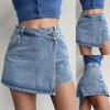 Plus Size S-5XL Shorts Skirts For Women Low Waist Double Layer Denim Shorts Summer Y2k Korean Harajuku Wide Leg Skorts Culottes