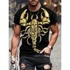 Футболки с рисунком животных скорпионов для мужчин/женщин, 3D-принт, уличные трендовые футболки, летние топы с коротким рукавом, свободная мужская одежда
