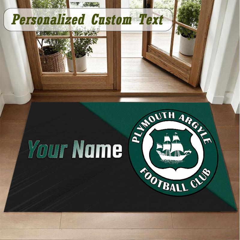Crystal Velvet Square Rug Custom NamePlymouth Argyle FC Pattern Non Slip Home Floor Decor Rug