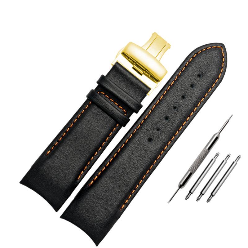 Ремешок для часов из натуральной кожи 22 мм, 23 мм, 24 мм для Tissot T035.407A T035.617A 627A, ремешок для часов, браслеты с пряжкой-бабочкой