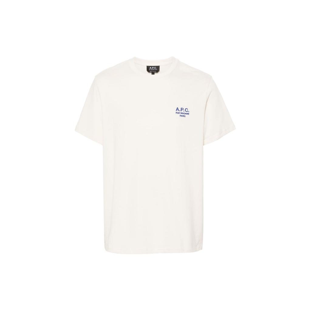A.P.C. Letter Print Plain Knit Texture Short Sleeve T-Shirt Men Tops White COEZCH26840-TAJ