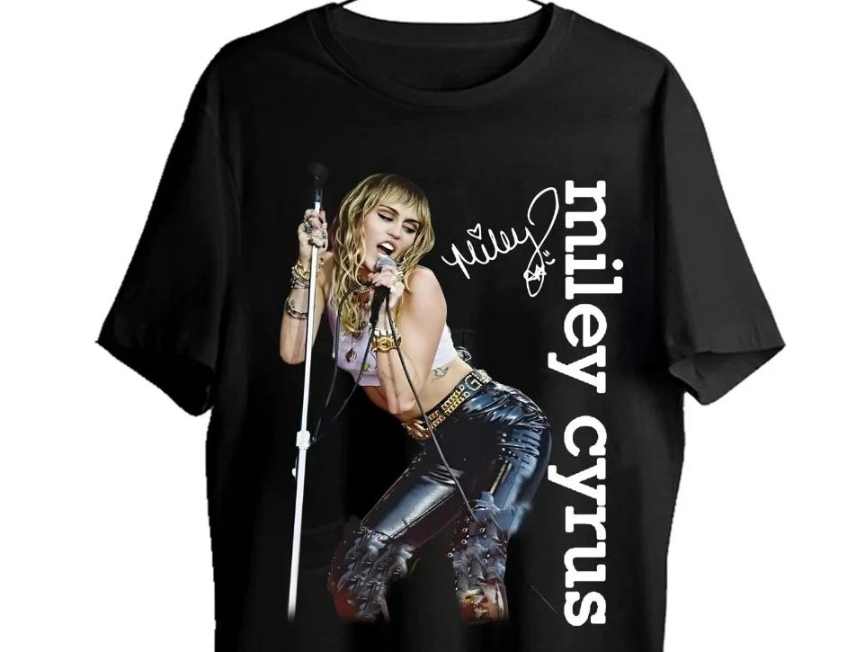 Men's and Women's T-shirts Rare Miley Cyrus Black Cotton All Size To 5XL T-Shirt Gift For Friend