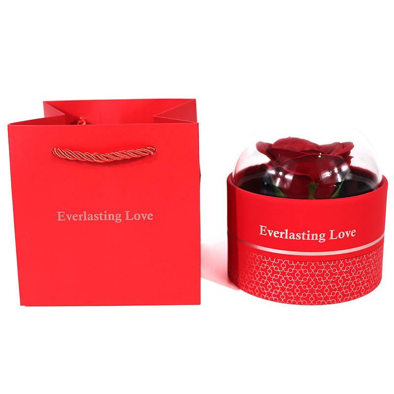 Valentine's Day Circular Jewelry Box Romantic Plastic Birthday Party Rose Decorative Eternal Flower Unique Gift Accessories