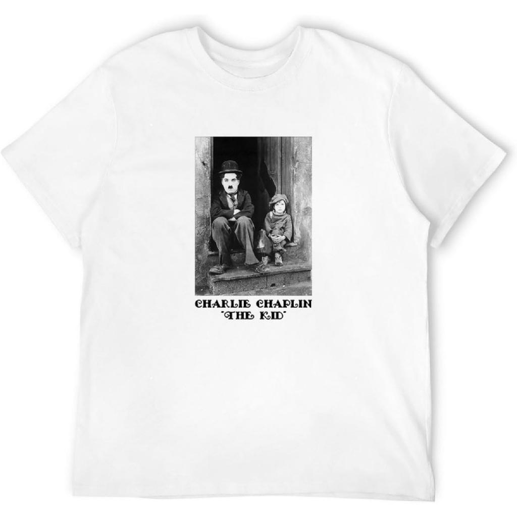 XINYIFENG Soft Charlie Chaplin The T-Shirt Poster T-Shirt White