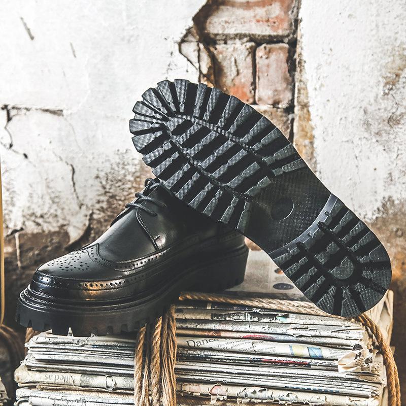 Кожаные туфли мужские летние дышащие Tide Inner увеличение роста деловые деловые повседневные британские туфли Brock Tide 21260-J