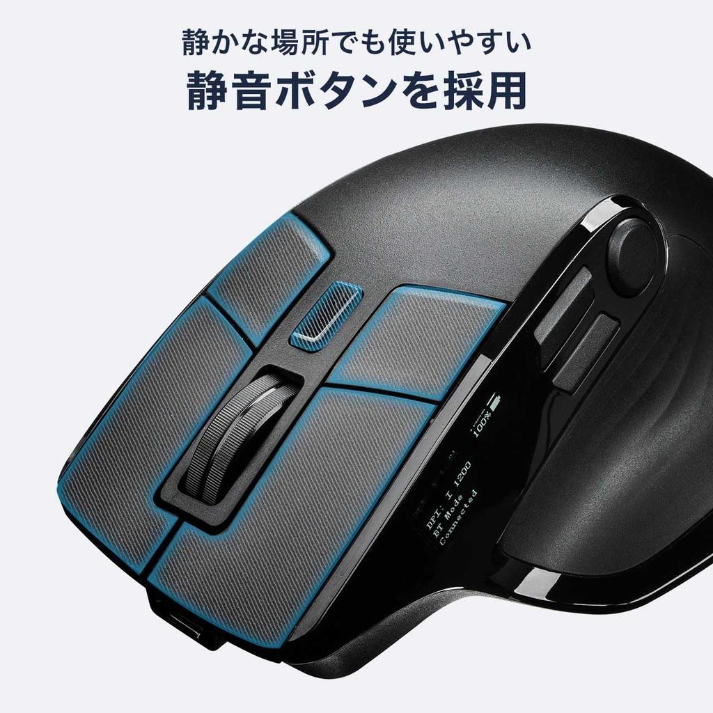 Sanwa Direct Wireless Bluetooth Silent Customizable with LCD Display Multi-Button Mouse, 2.4GHz, High-Speed Scrolling, Operation, Buttons,