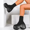 Женские носки, сапоги, женская обувь 2025 года, новая европейская и американская мода, трикотажная обувь на толстой подошве для женщин, сапоги на платформе