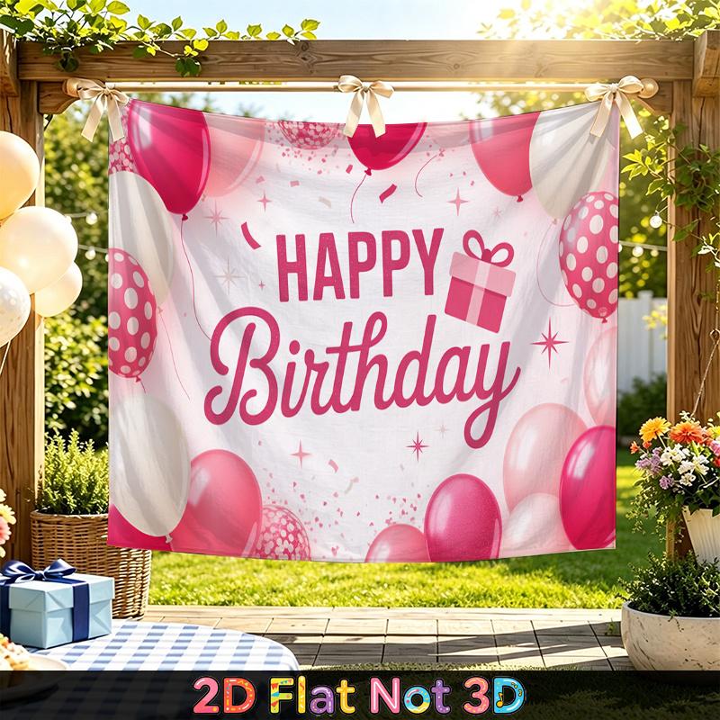 Party Backdrop Happy Birthday Birthday Pink Photo Booth Background Front Door Decor