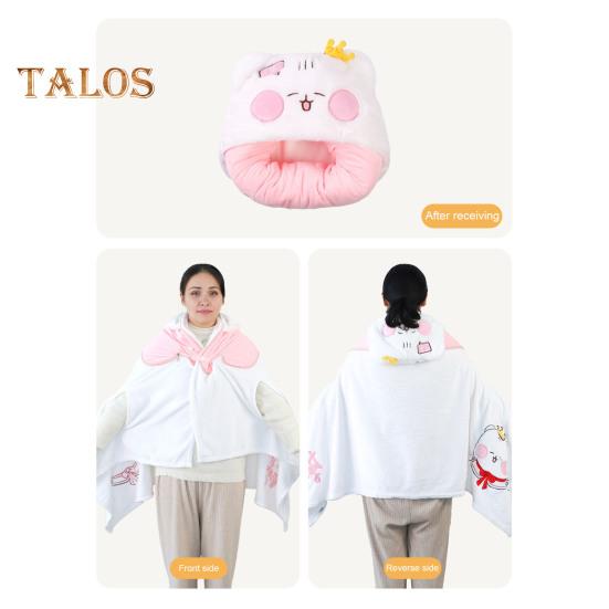 Ворсовый платок, одеяло с капюшоном, ветрозащитное, носимое одеяло, U-образная подушка для хранения, складная, переносная, с капюшоном