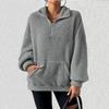 New Women’s Stylish Quilt Coat Zipper High Neck Long Sleeve Loose Pullover Coat with Pocket Casual Warm Fashion Solid Coat Soft Comfortable Work Coat
