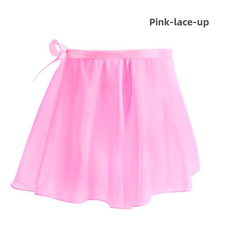 Детская балетная юбка из шифона - полудлинная, цельная, с фартуком на шнуровке