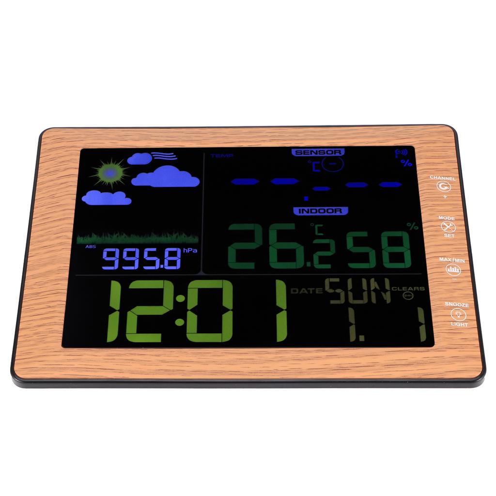 Беспроводной прогноз погоды с цветным экраном и будильником для помещений и улицы с управлением звуком