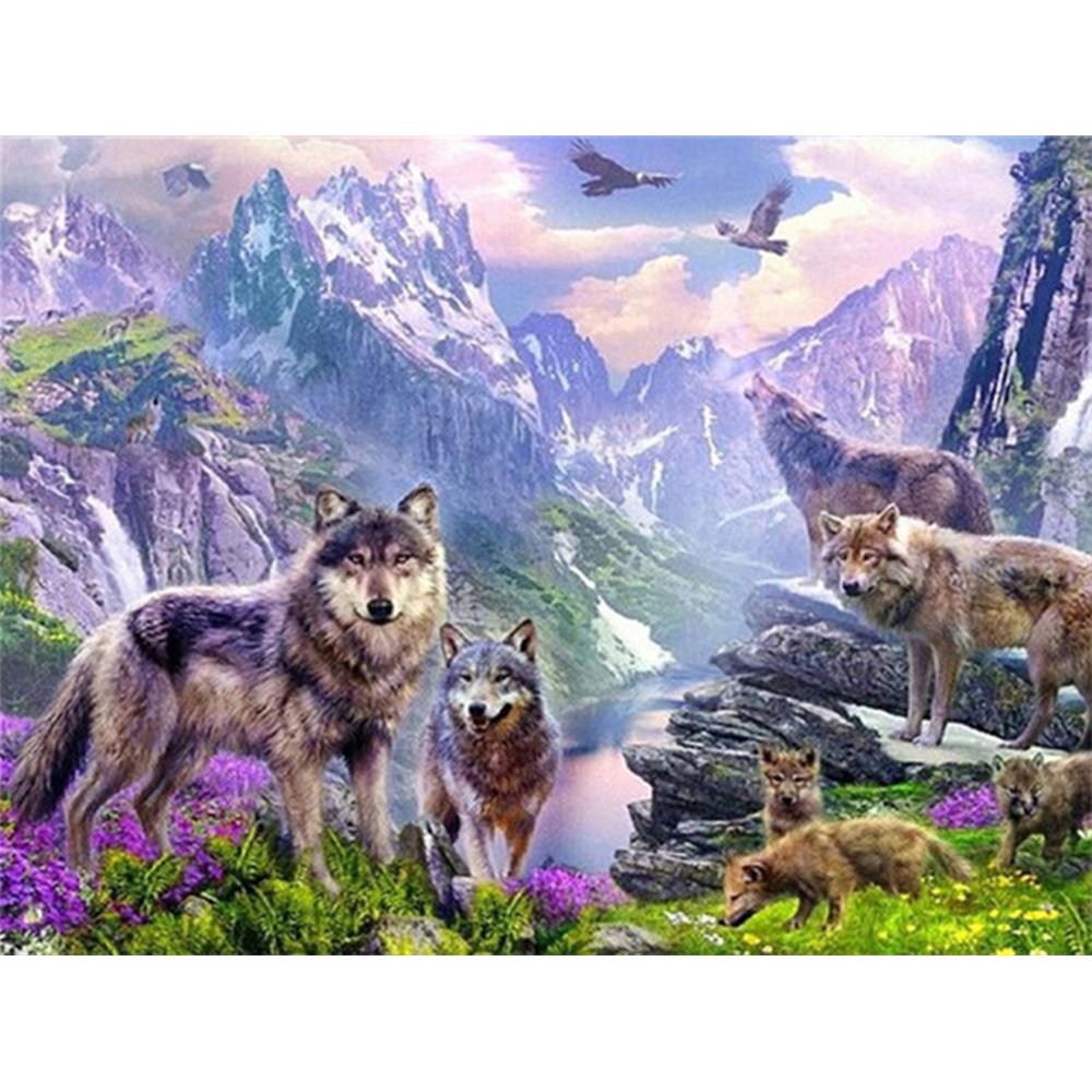 5D DIY Алмазная картина Волк Алмазная вышивка Животное Алмазная мозаика Полный квадратный дрель Вышивка крестом Декор для дома