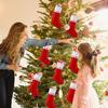 Christmas Stocking Decorations for Tree Hanging Fillable Holiday Candy Sock Gift Bags Large Red Xmas Stockings Festive Supplies