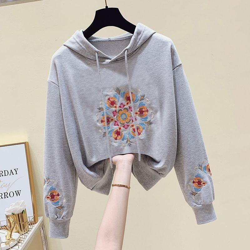 Весна и осень Высококачественная тяжелая промышленность Вышивка Обновление Толстовка Пальто Женские Трендовые Ins