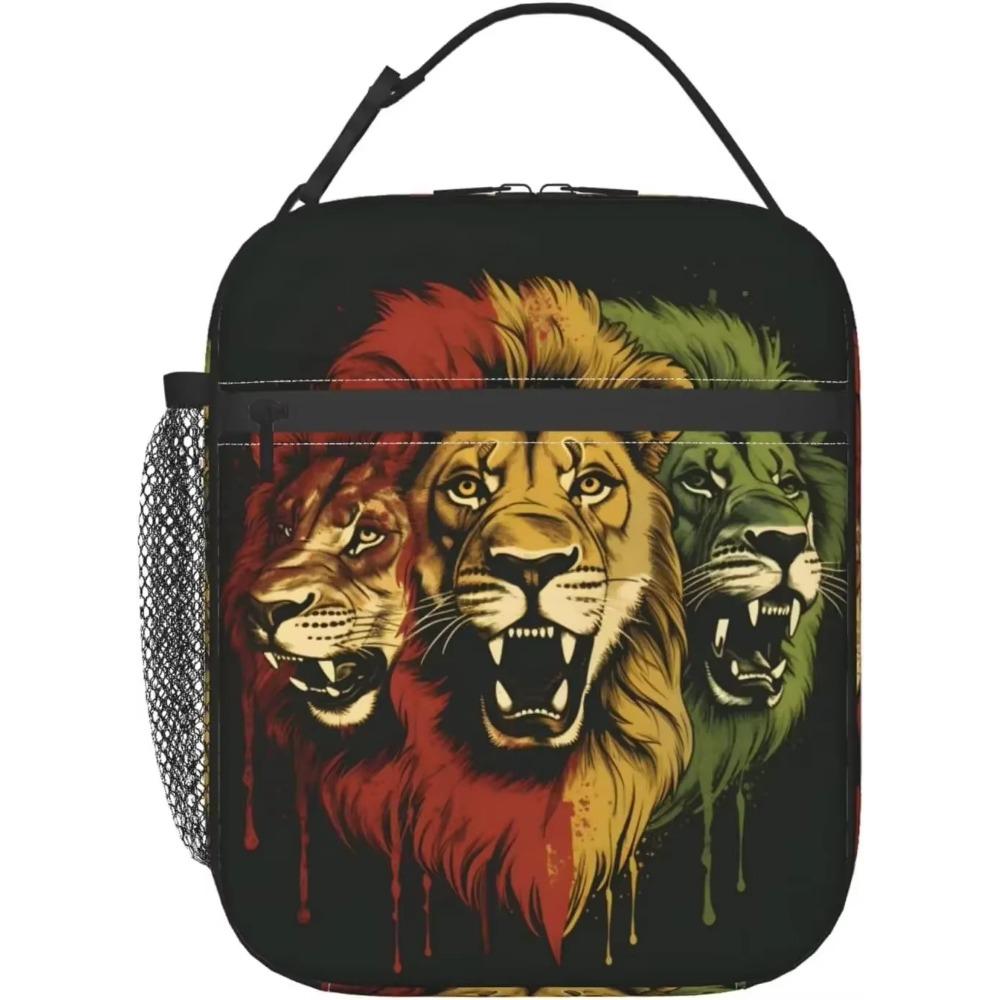 Собака Волк Картина Животные Флуоресцентная Собака Изолированная Сумка Для Обеда Для Женщин Мужчин Многоразовый Портативный Ланч-бокс Тоут с Карманом для Работы