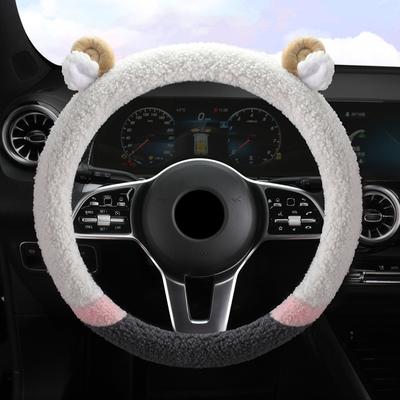Осенне-зимний плюшевый чехол на руль автомобиля, теплый чехол на руль автомобиля, мультяшный теплый милый чехол на руль автомобиля, милый рог оленя