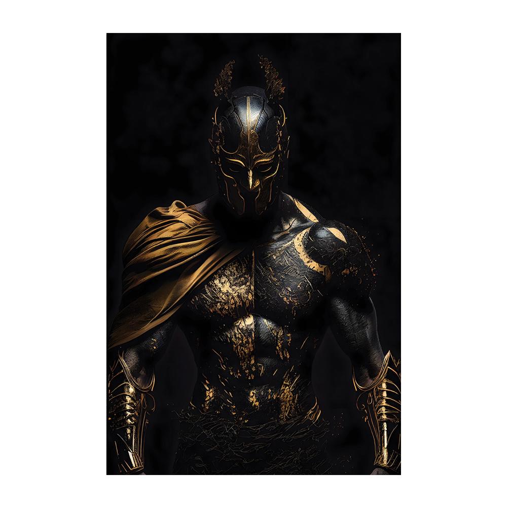 Черный и золотой самурай, средневековый воин в доспехах, фигурка, холст, настенные художественные картины, напечатанные современные классические ретро-роскошные художественные плакаты, украшения для дома