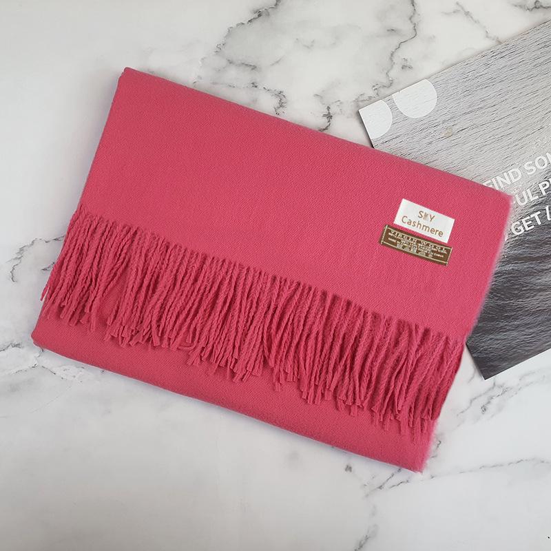 200 * 70 см толстый однотонный женский кашемировый имитационный шарф для зимы роскошная женская шерстяная шаль