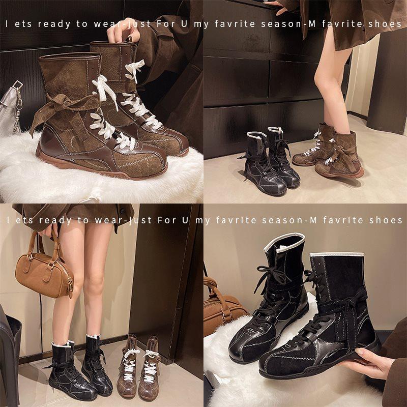 2025 повседневные спортивные ботинки боксерские вестерн круглый носок ботинки Мартин женские короткие ботинки ретро немецкие тренировочные новые осенние средней высоты