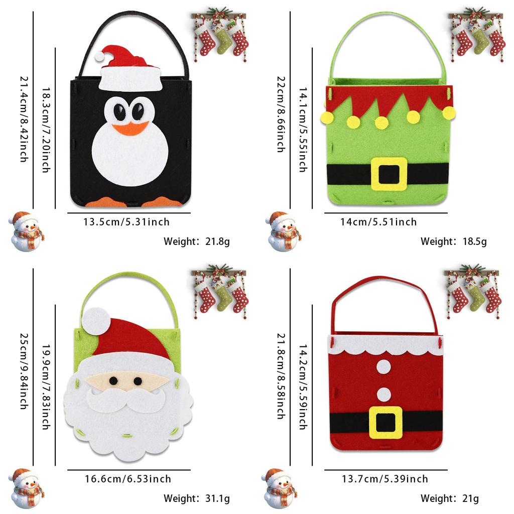 Festive Nonwoven Christmas Themed Tote Bags For Kids With Adorable Designs