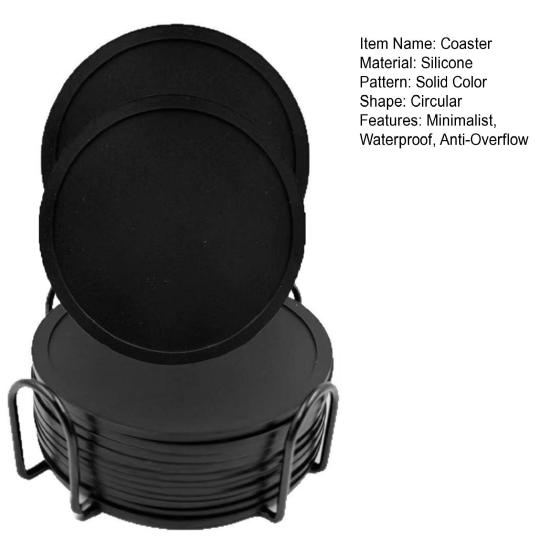 Silicone Coasters Set with Holder Minimalist Drink Coaster for Cups Beer Coffee Anti-spill Beverage Coasters Kitchen Gadgets