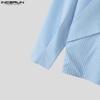 INCERUN Men Long Sleeve Front Cross Irregular Layers Patchwork Striped Casual Cape Shirts