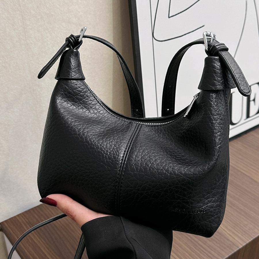 New Fashion Women's Underarm Shoulder Bags Textured Soft Leather Crossbody Bag French Vintage Simple Handbags
