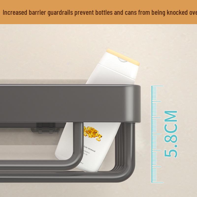 Rustproof Carbon Steel Wall-Mounted Drainage Shelf - Waterproof, Punch-Free, Multifunctional Bathroom Storage