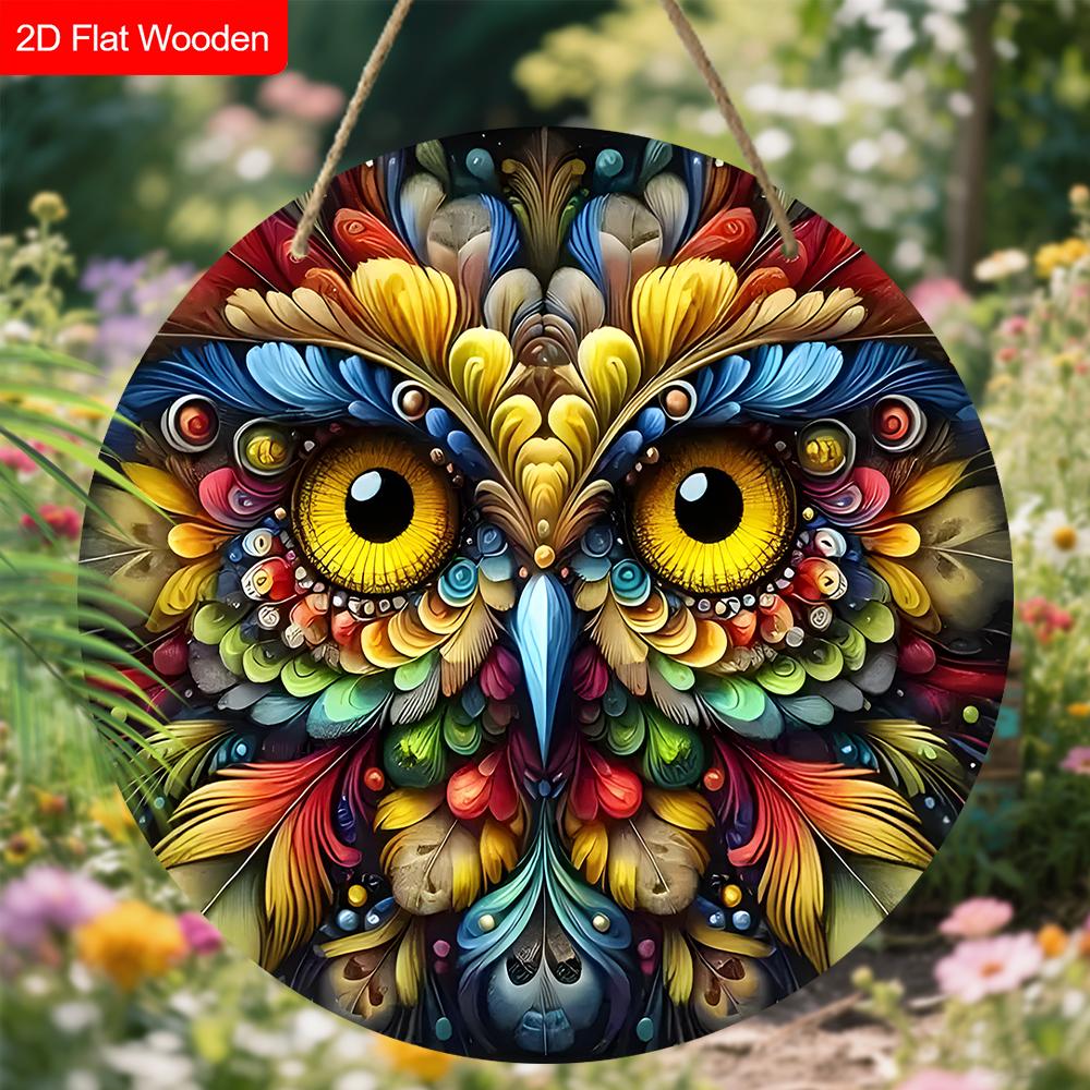 4 Different Styles of Wooden Sign with Owls Pattern, Unique Decorative Plaques for Front Door, Wall Hanging Decor, Ideal Gift for Friend & Family