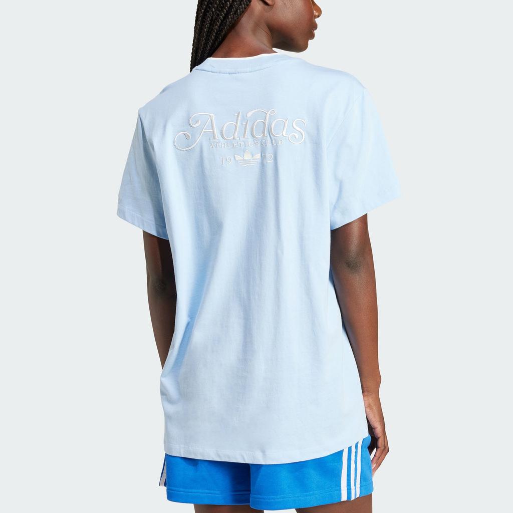 adidas Оригинальная графическая свободная футболка женские топы розовый синий IZ0107