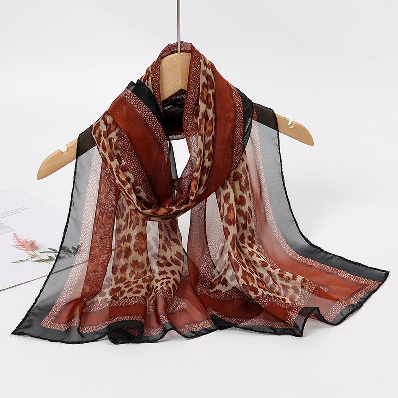 Принт Шифоновый Шарф Шаль Женский Солнцезащитный Шелковый Шарф Тюрбан Длинный Парео Пляжный Путешествия Уличные Аксессуары Модная Повязка на Голову