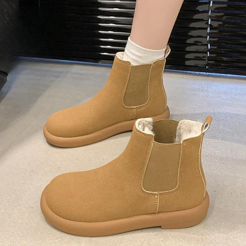 Women Snow Boots 2025 New Plush Warm Winter Classic Suede Ankle Boots Comfortable Thick Sole Womens Slip-on Casual Walking Boots