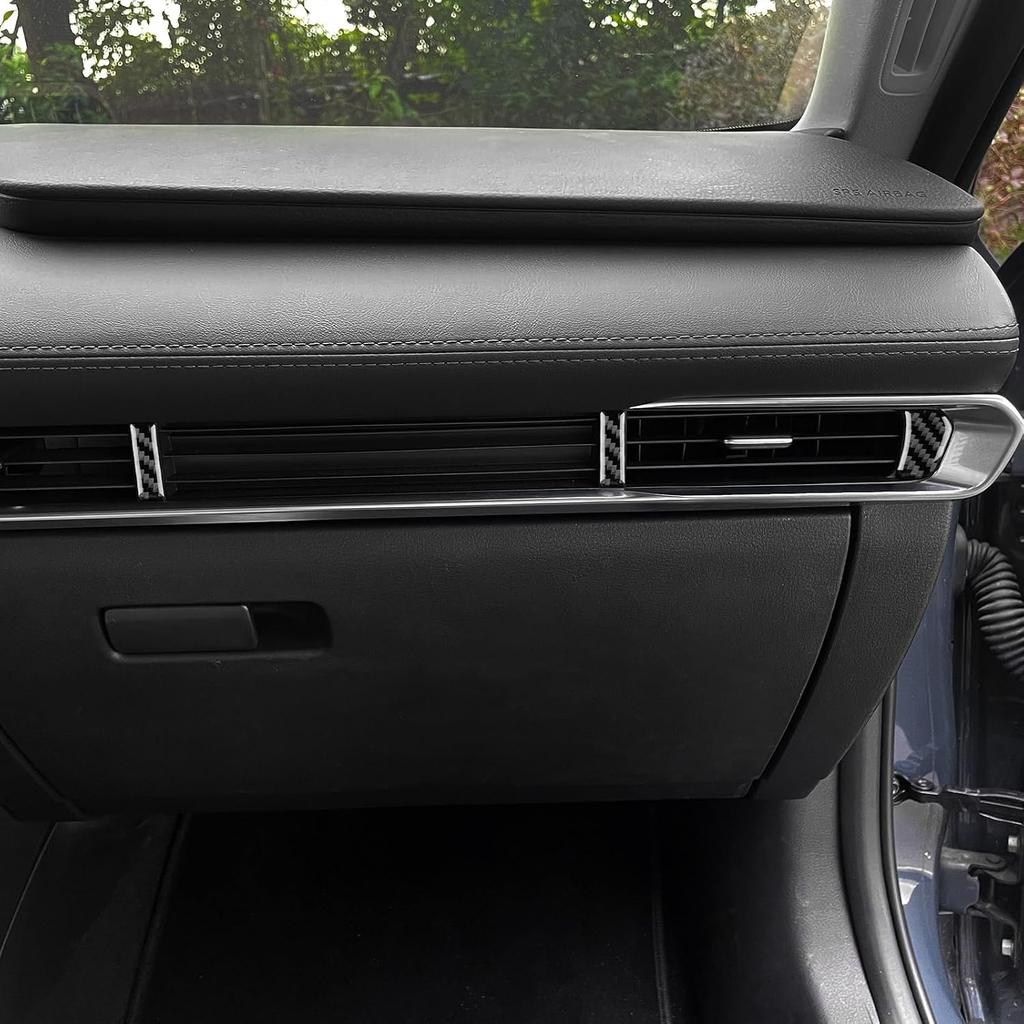 AIRSPEED Carbon Fiber for Mazda 3 Axela 2019-2025 Center Console Air Vent Outlet Panel Cover Interior Trim Accessory, Black