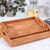 Natural Rattan Storage Baskets Multi-size Plate Tray for Bread Snacks Fruits Picnic Sundries Box Home Desk Decoration