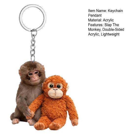 Брелок-подвеска «Хлопни обезьяну» Двусторонний акриловый брелок с обезьяной, держащей игрушку, Аксессуары для брелка, рюкзака, сумки
