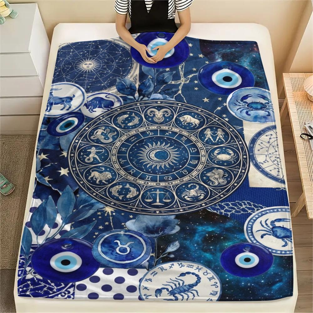 1Pc constellations Print Flannel Blanket, High quality Comfortable for All Seasons, Home Decor, Warmth and Comfort, Perfect for Christmas Gifts W147