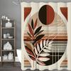 Modern Simple Sun Leaf Shower Curtain, Bathroom Decorative Shower Curtain, Waterproof Shower Curtain with Hooks