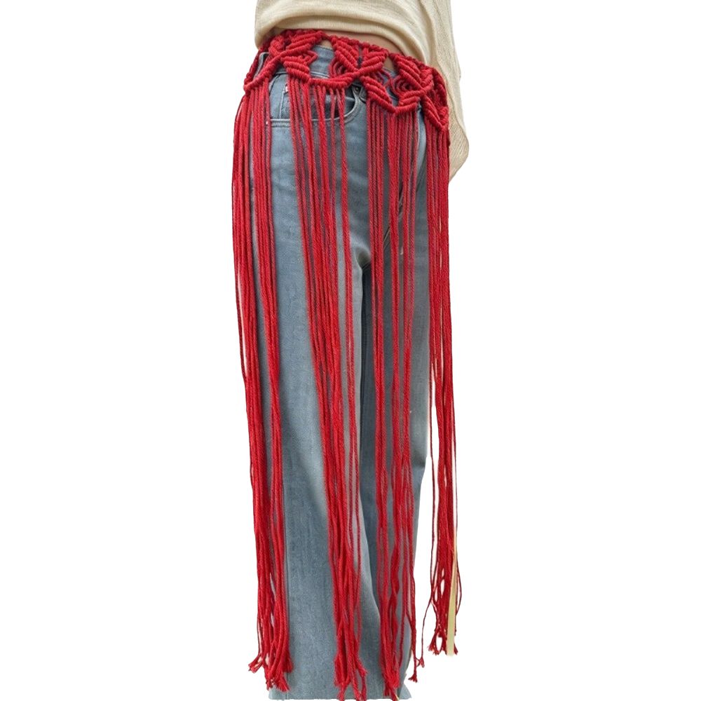 Bohemian Netted Fringe Waistband Decorative Tassel Fringed Waist Belt Women's Waist Accessory