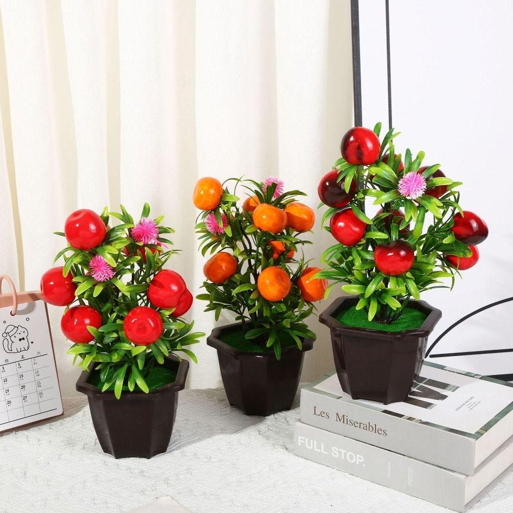 Клубника Апельсиновое дерево Искусственное фруктовое растение в горшке Комнатный декор для офисного стола