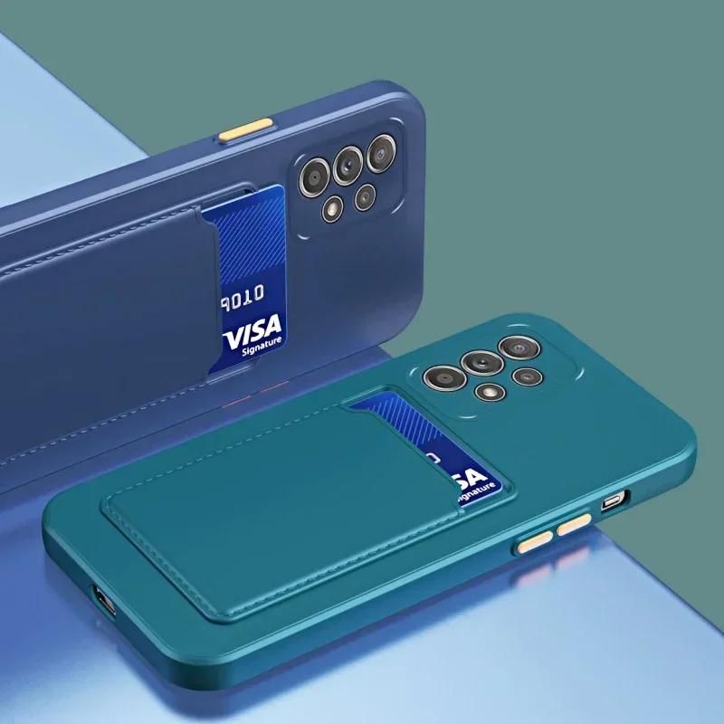 Мягкий силиконовый чехол-кошелек со слотом для карт для Samsung Galaxy S24 S23 S22 S21 S20 Plus FE 20 Ultra A51 A71 A54 Держатель для карт