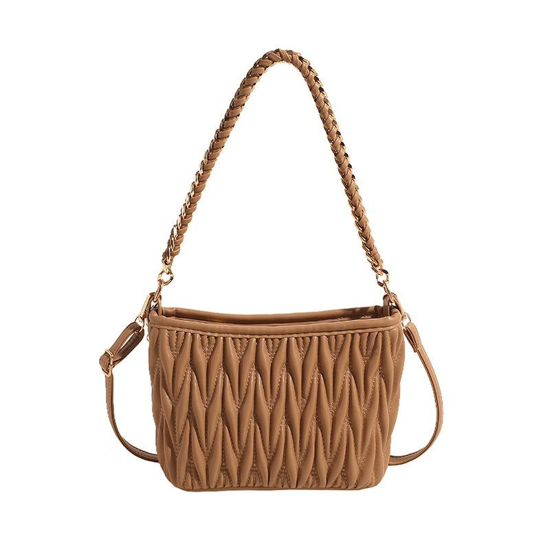 Модная плиссированная сумка подмышку, женская универсальная сумка-мессенджер, новая нишевая сумка-ведро, сумка на плечо, маленькая квадратная сумка