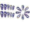24pcs False Nails Blue Gradient Design Fake Nails Art Full Coverage Waterproof Removable Artificial Press On Nails