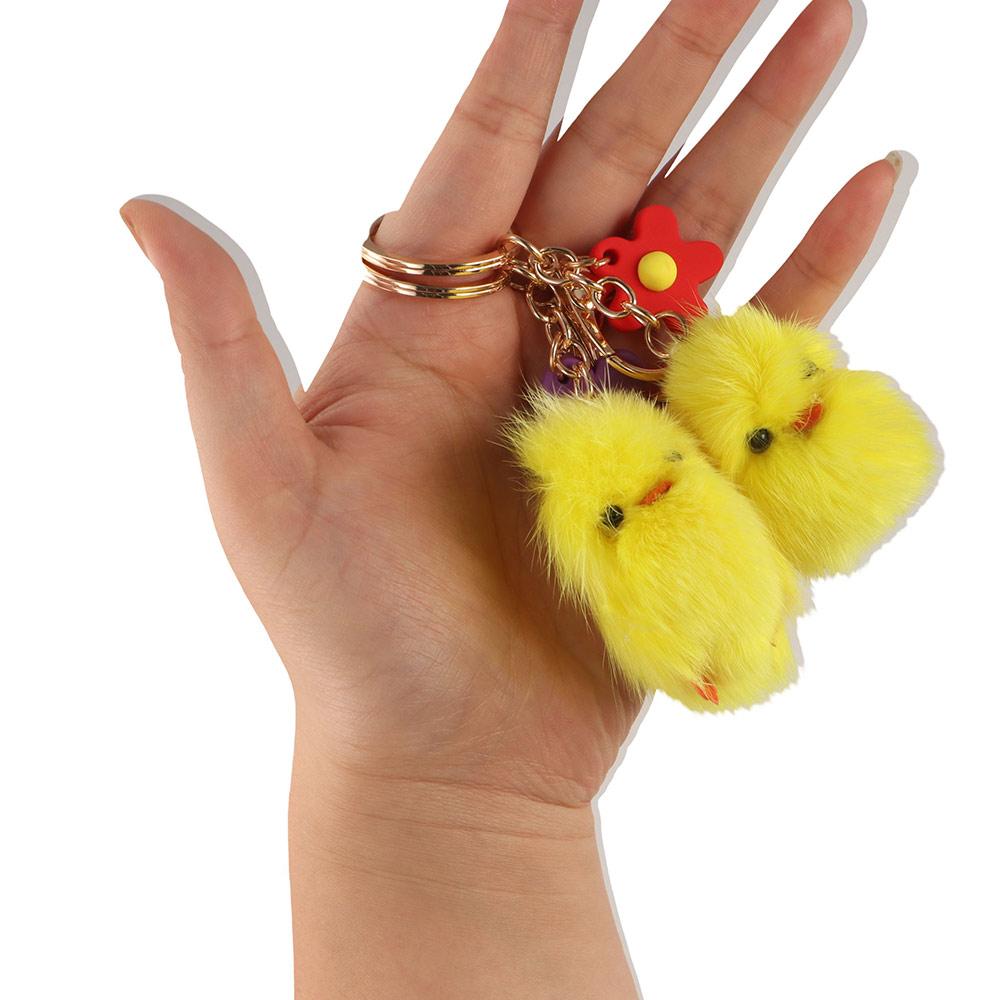 Fluffy Plush Chicken Keychain Creative Bag Ornaments Durable Cartoon Plush Keyring Kids