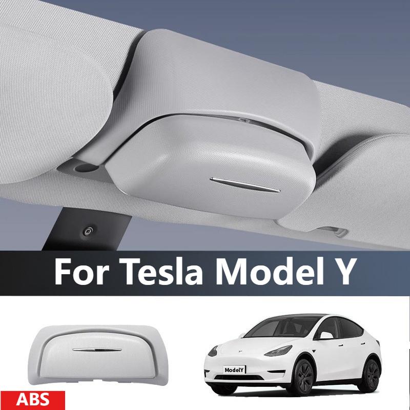 Car Glasses Holder for Tesla Model Y Model 3 Refresh Ver Front Eyeglasses Organizer Case Box Suede Car Sun Visor Glasses Holder