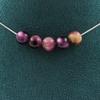 Stones and Minerals. Necklace 5 Beads Two-tone Purple Tiger's Eye 8 Mm. Steel Chain Necklace Women, Men. Custom Size