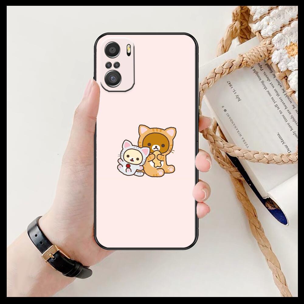 TOPLBPCS Cute Rilakkuma Phone Case For Xiaomi Redmi 11 Lite Pro Ultra 10 9 8 MIX 4 FOLD 10T Black Cover Silicone Back Prett