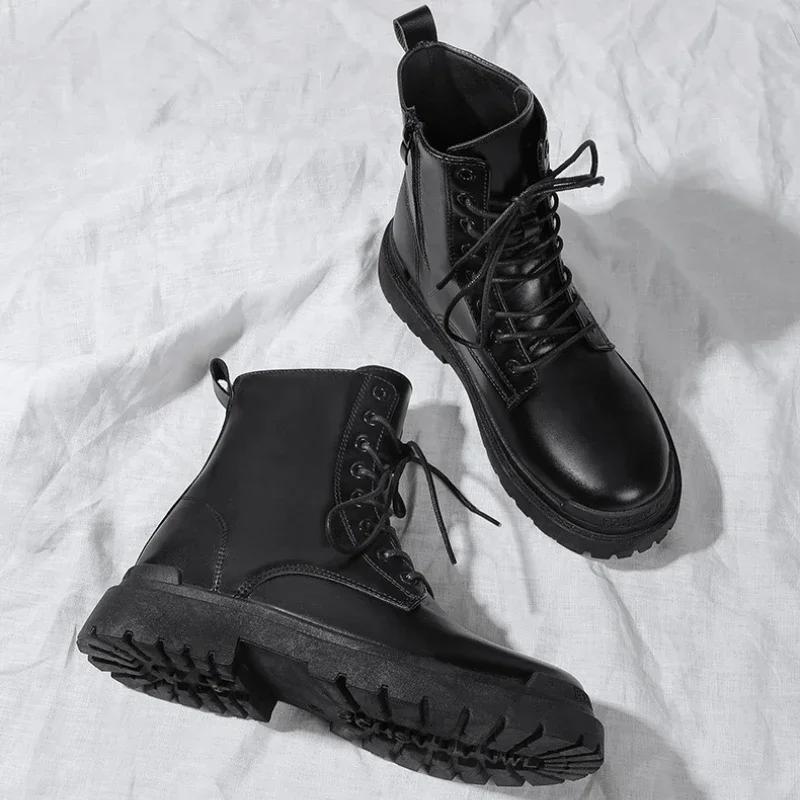 Мужские черные кожаные ботинки, новые британские высокие модные рабочие ботинки, уличная мода, мужские туфли «Челси», удобные короткие
